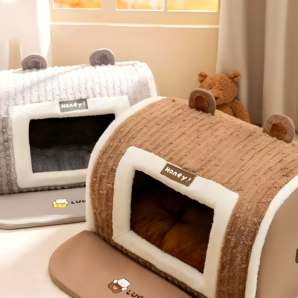 Niche maison en velours hypoallergénique, 4 tailles
