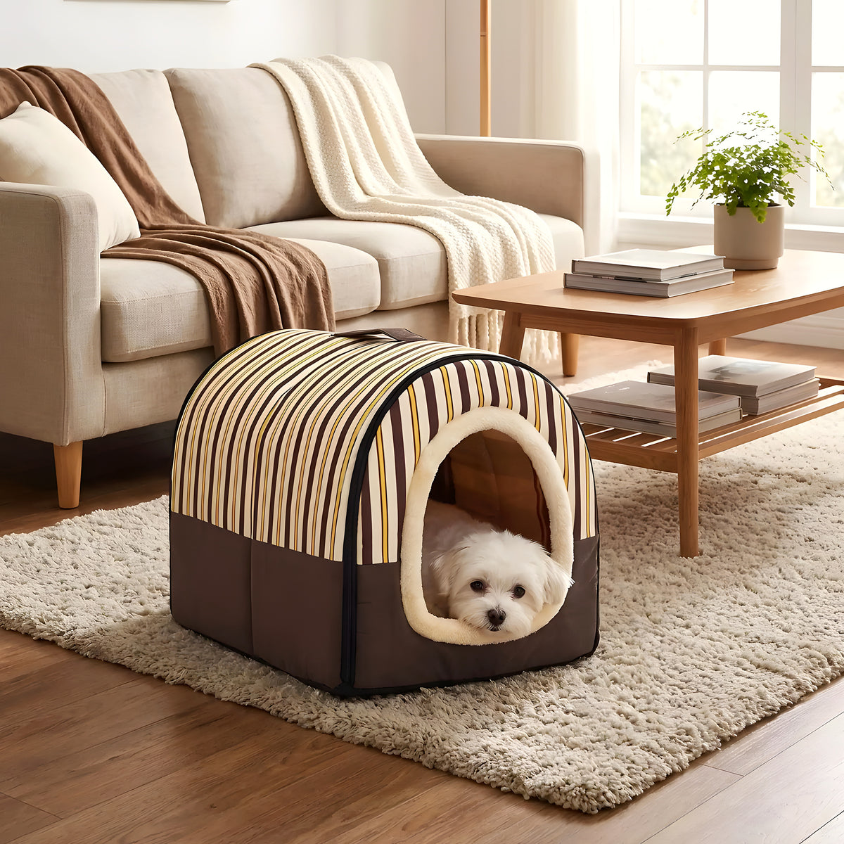 Niche pliable 2-en-1 pour petit chien, 3 coloris