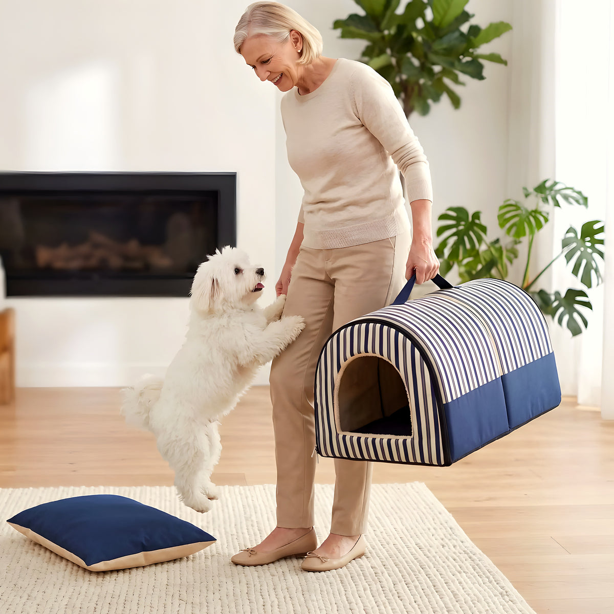 Niche pliable 2-en-1 pour petit chien, 3 coloris