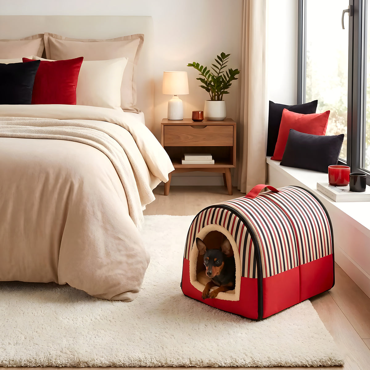 Niche pliable 2-en-1 pour petit chien, 3 coloris