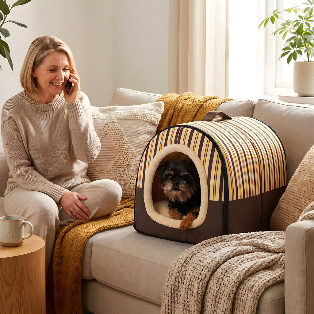 Niche pliable 2-en-1 pour petit chien, 3 coloris