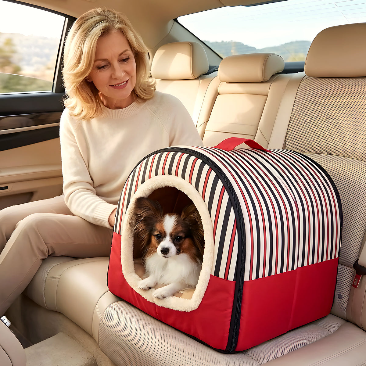 Niche pliable 2-en-1 pour petit chien, 3 coloris