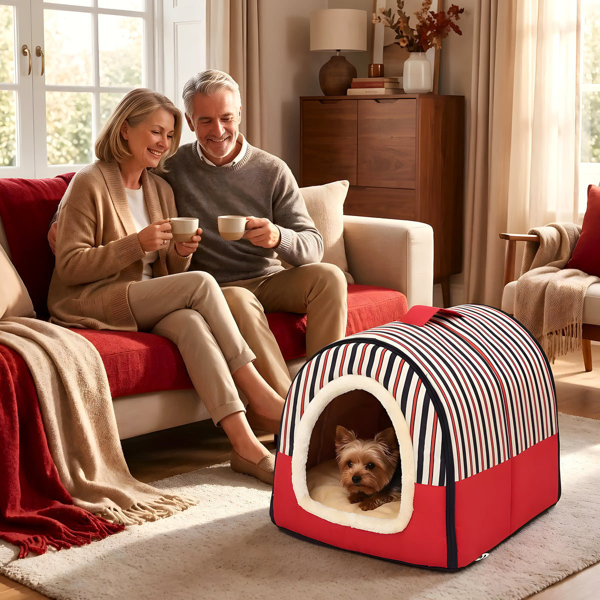 Niche pliable 2-en-1 pour petit chien, 3 coloris