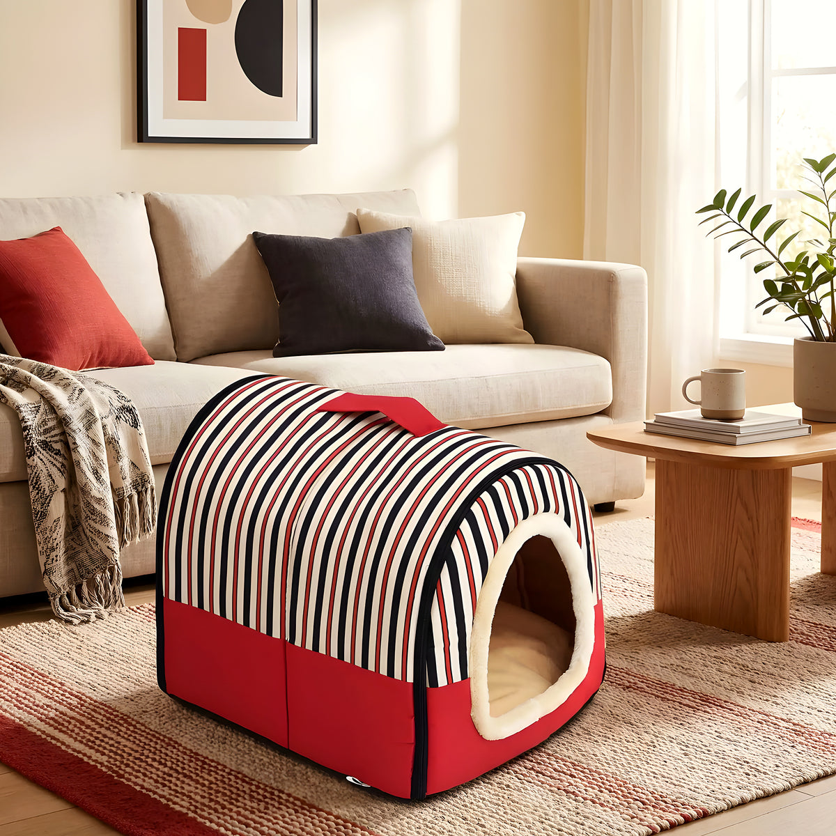 Niche pliable 2-en-1 pour petit chien, 3 coloris