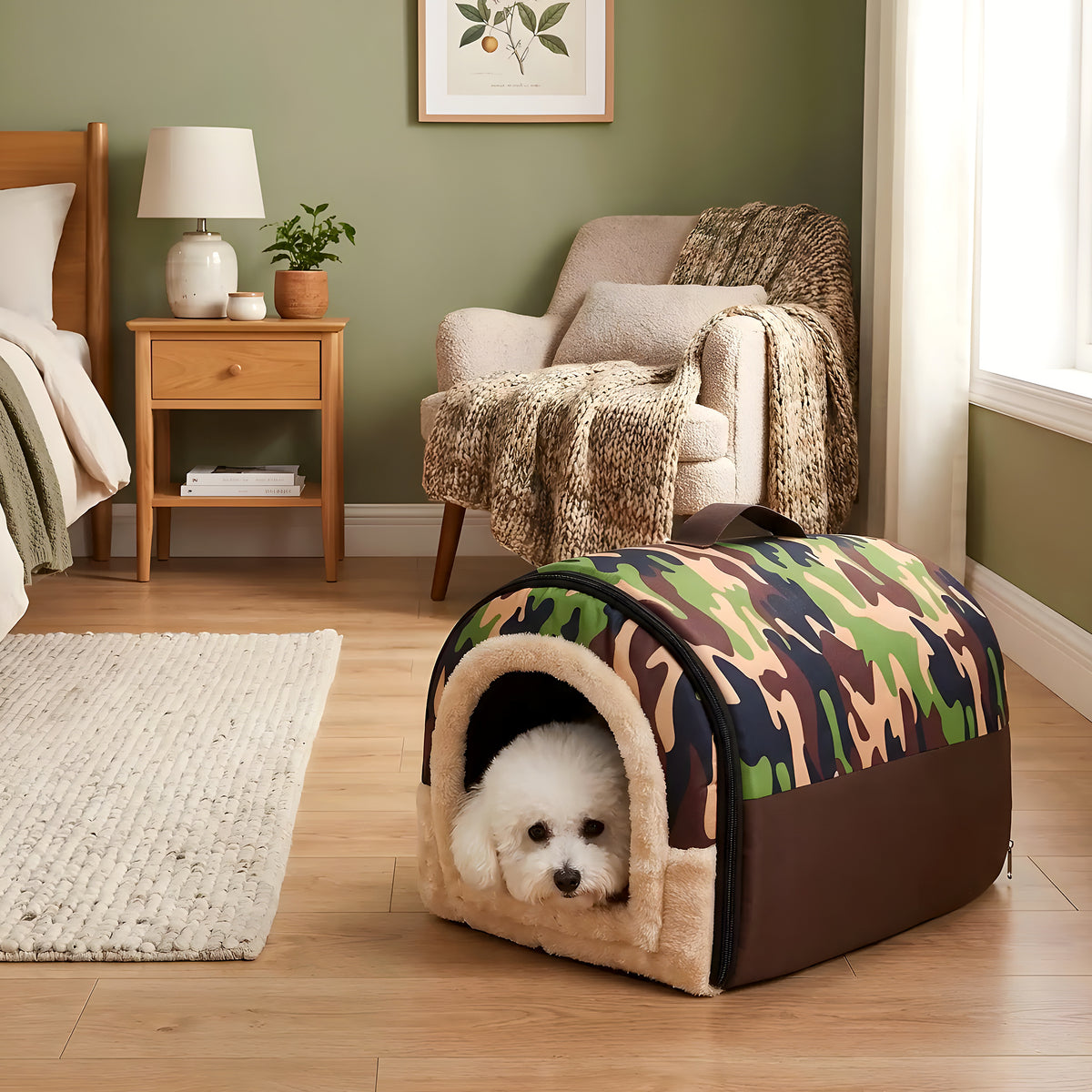 Niche pliable camouflage pour petit chien, 3 tailles