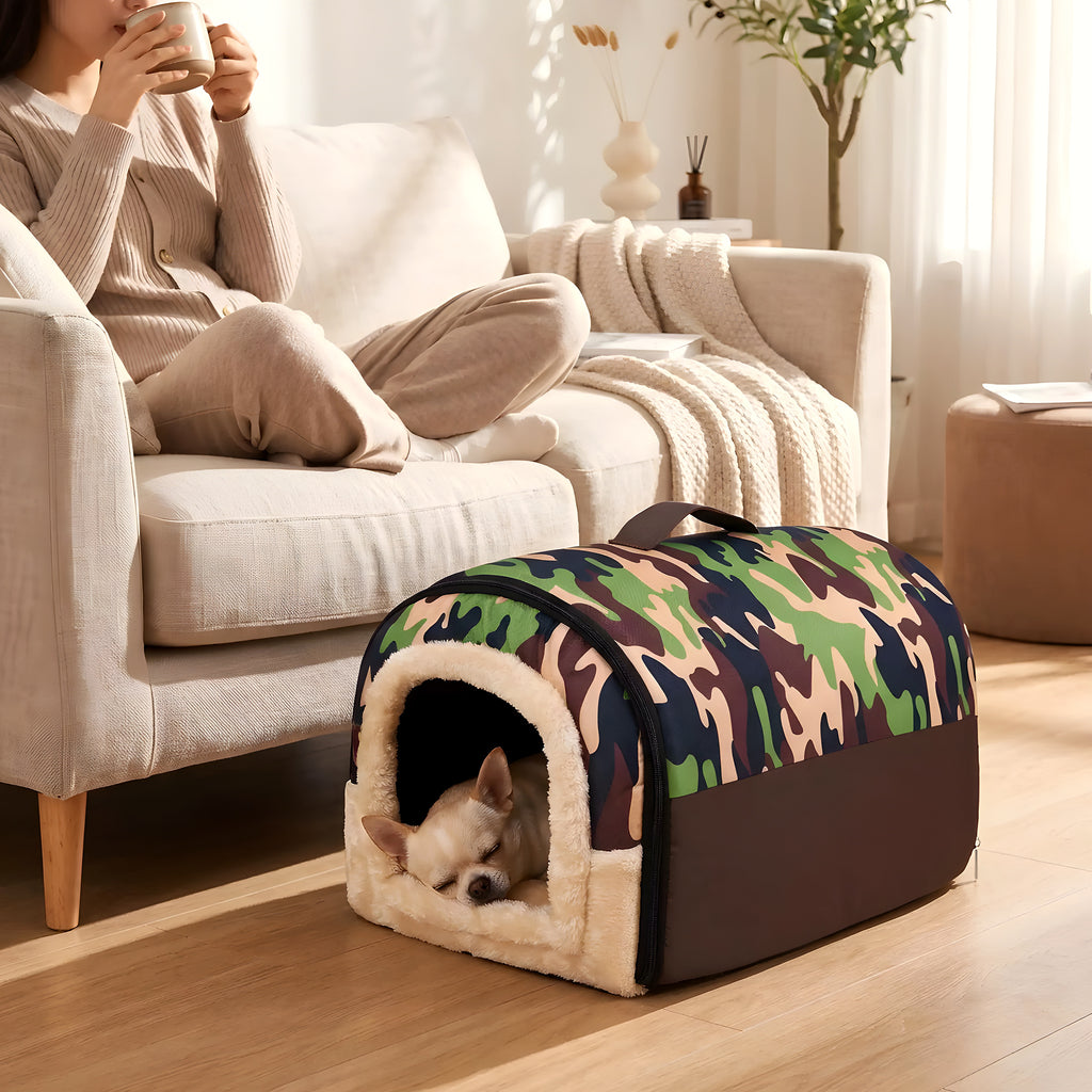 Niche pliable camouflage pour petit chien, 3 tailles