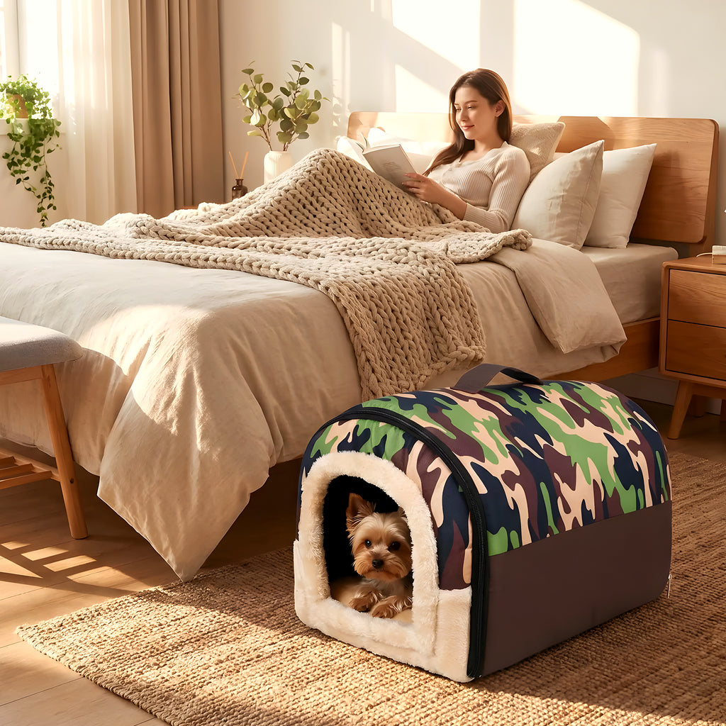 Niche pliable camouflage pour petit chien, 3 tailles