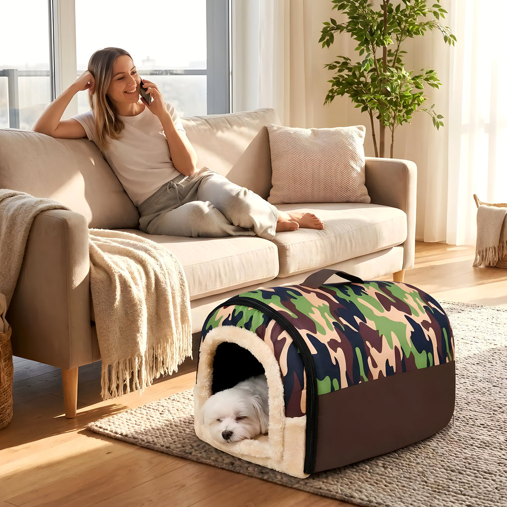 Niche pliable camouflage pour petit chien, 3 tailles