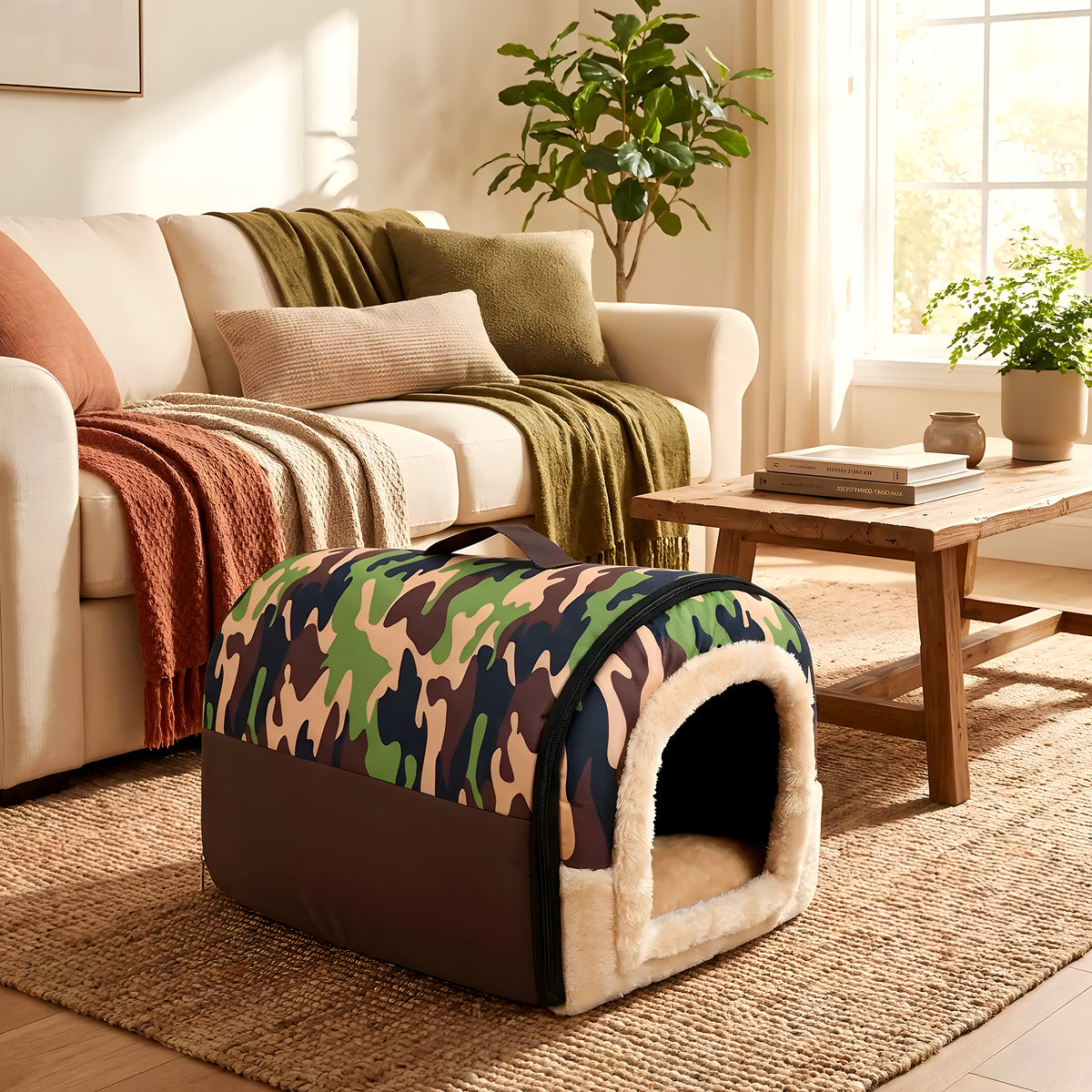 Niche pliable camouflage pour petit chien, 3 tailles