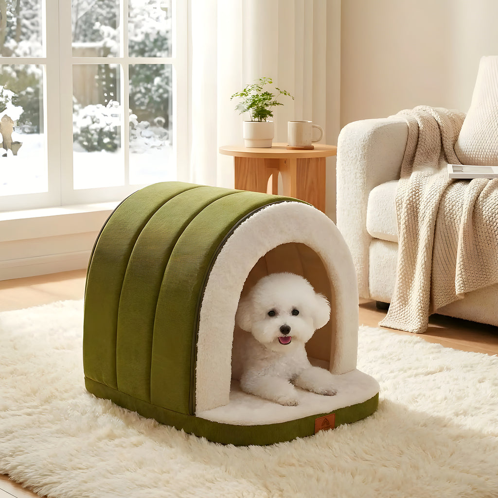Niche pliable ouverte ou fermée pour petit chien