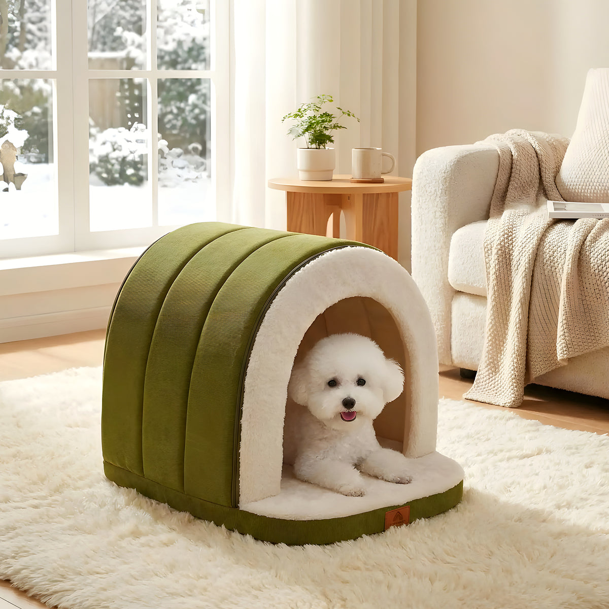Niche pliable ouverte ou fermée pour petit chien