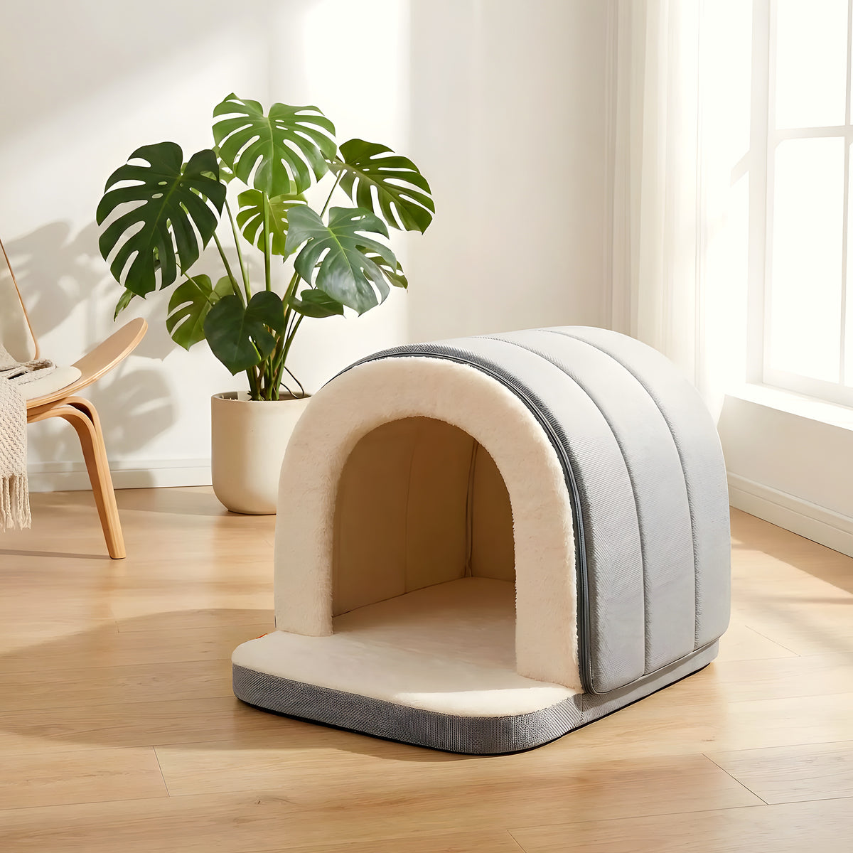 Niche pliable ouverte ou fermée pour petit chien