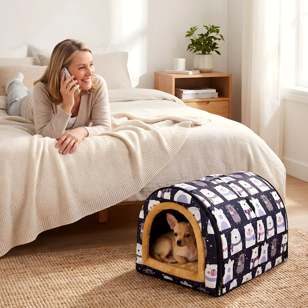 Niche pliable pour chiot Ours polaire ou Savane