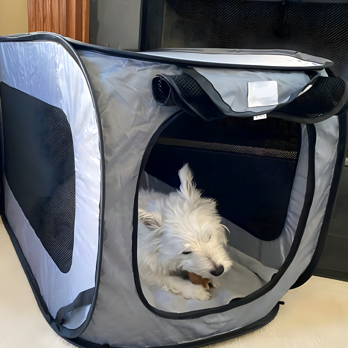 Niche pliable ventilée de voyage pour chien