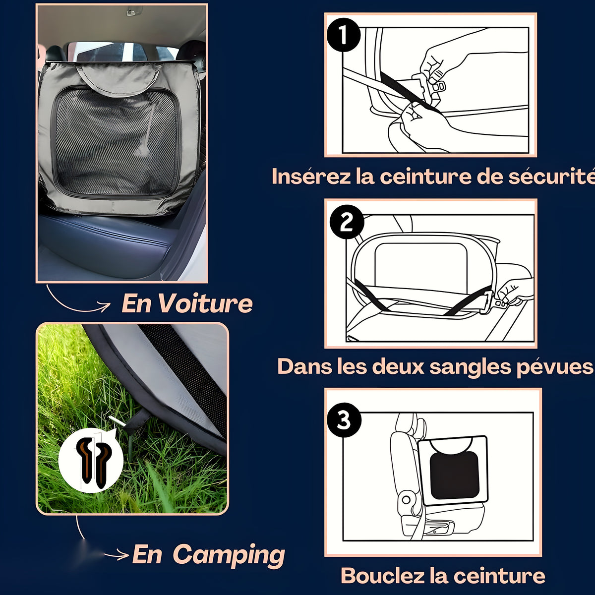 Niche pliable ventilée de voyage pour chien