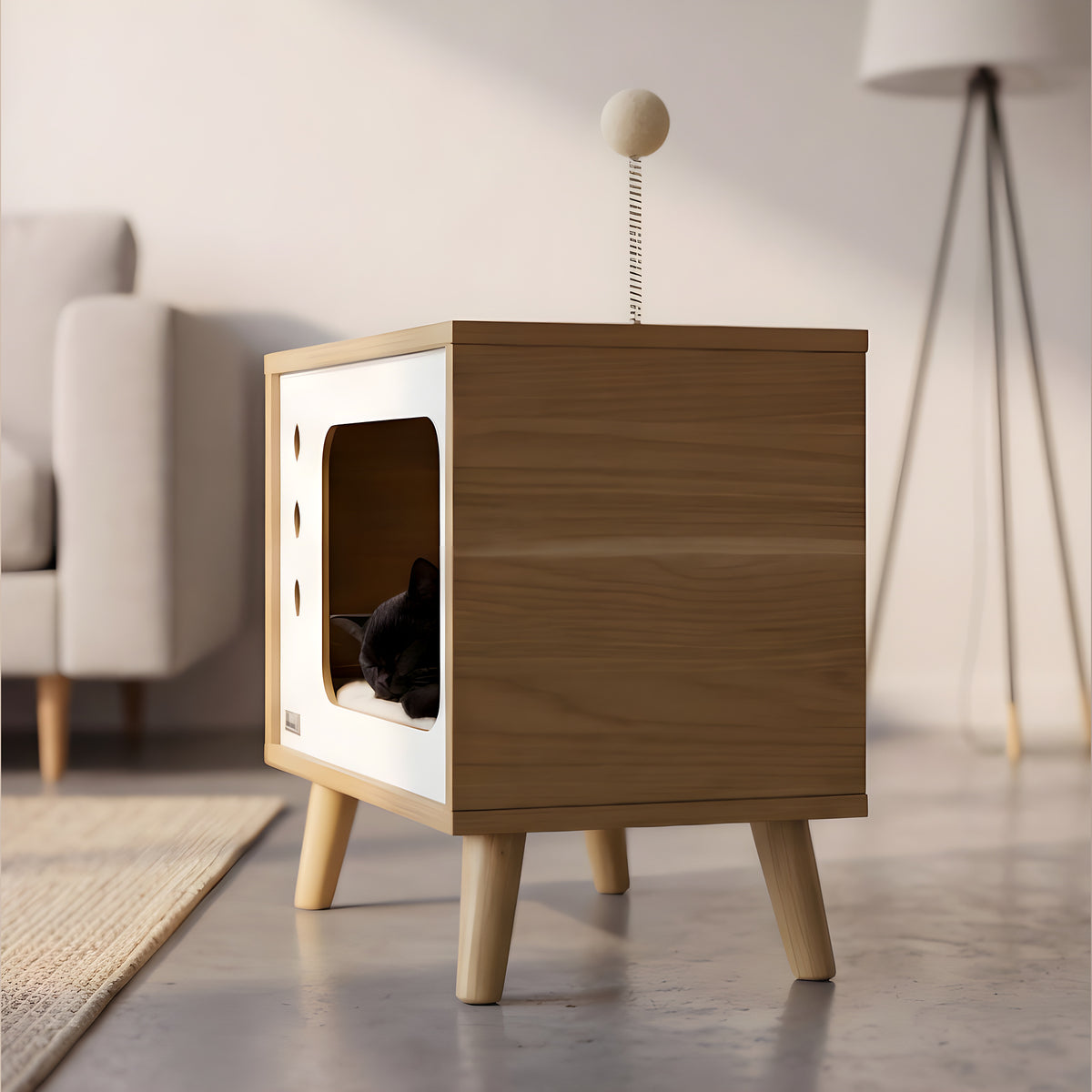 Niche télé vintage pour chat