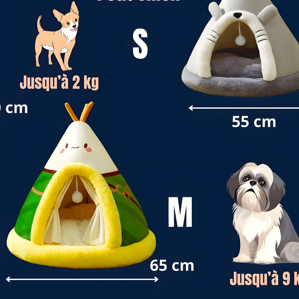 Niche tipi en coton pour petit chien, 3 coloris