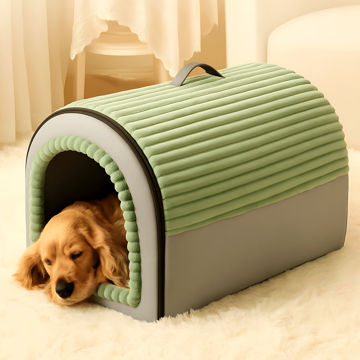 Niche transportable bordée de peluche anti-odeurs