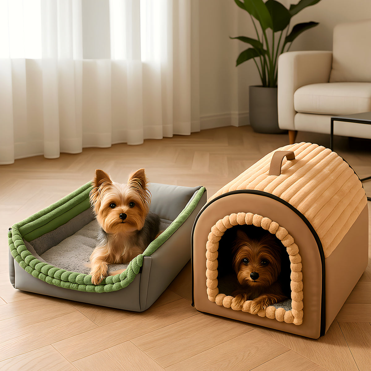 Niche transportable bordée de peluche anti-odeurs