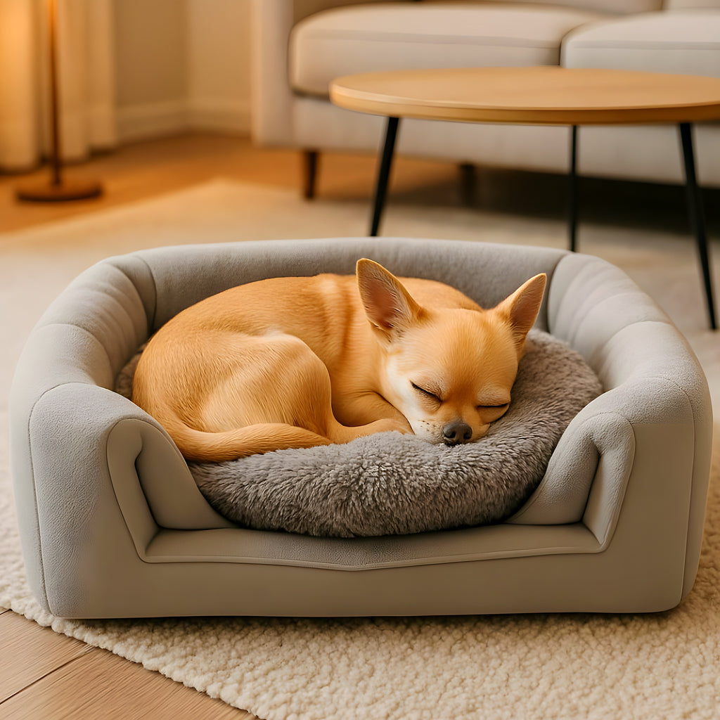 Niche yourte 2-en-1 pour mini chien, gris ou rose