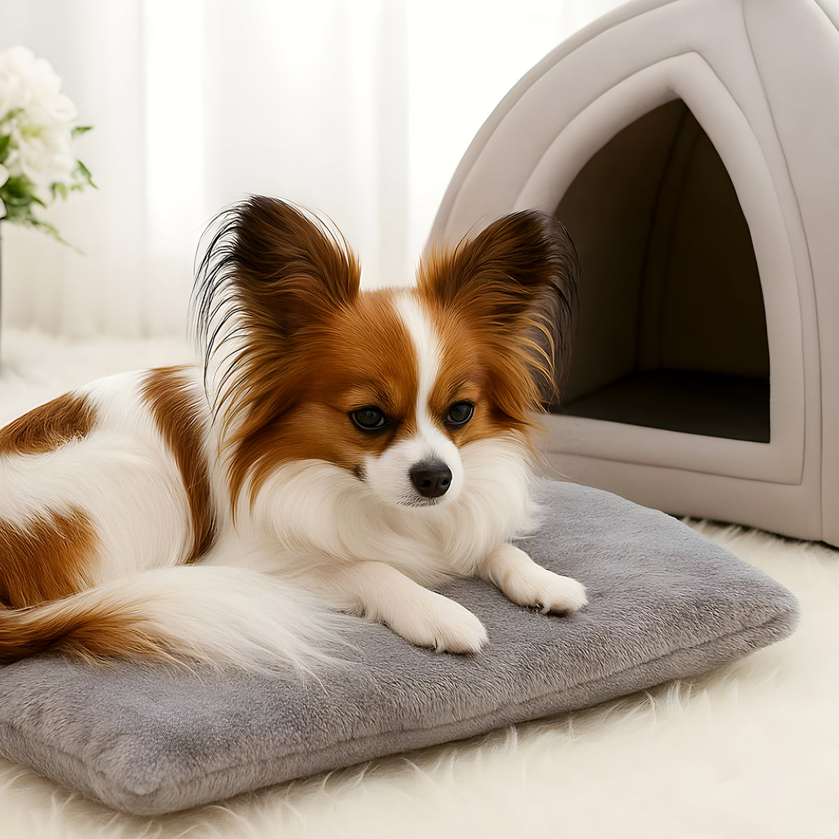 Niche yourte 2-en-1 pour mini chien, gris ou rose