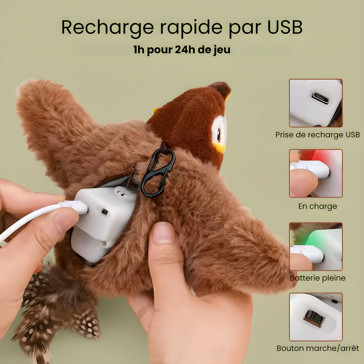 Oiseau interactif rechargeable