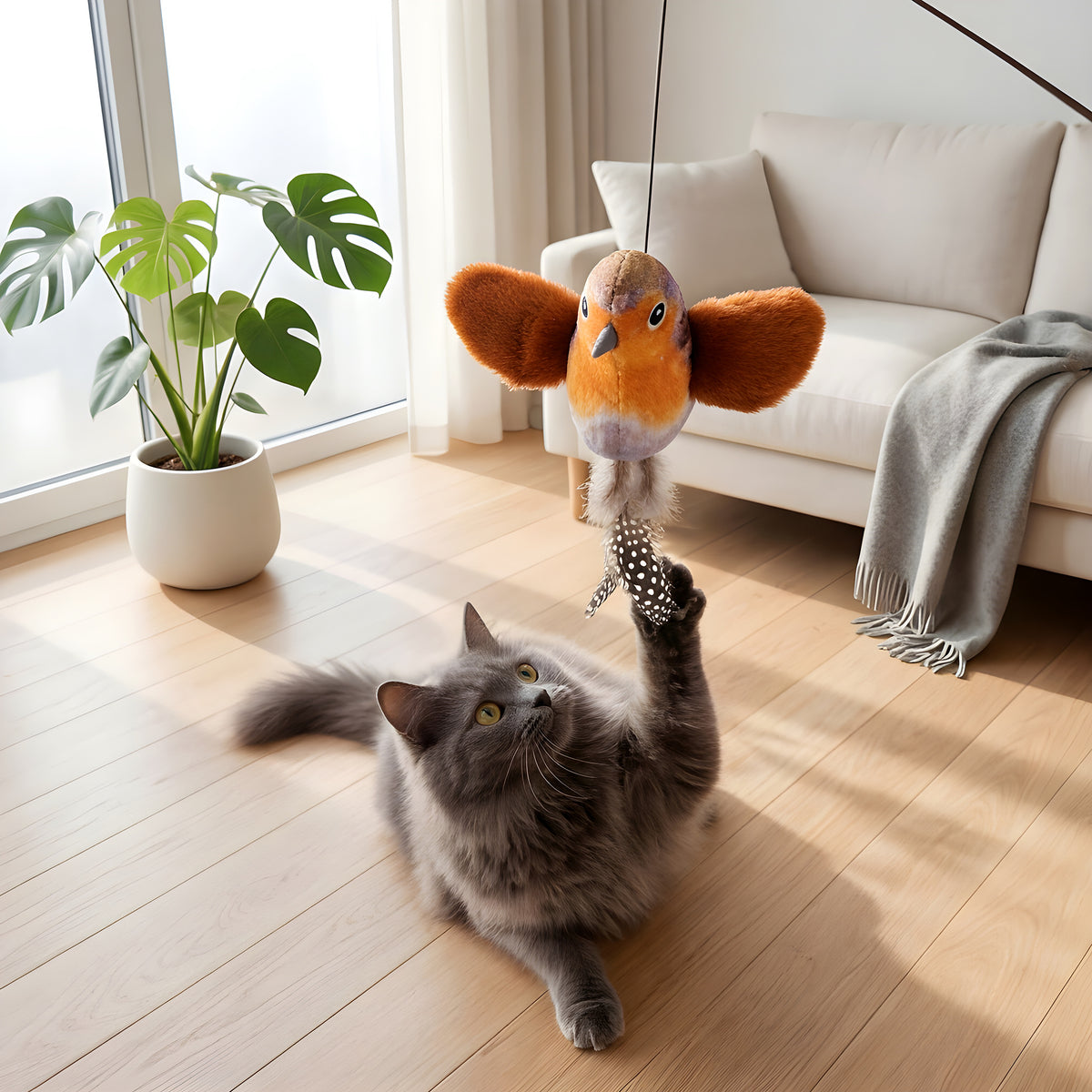 Oiseau jouet sonore pour chat