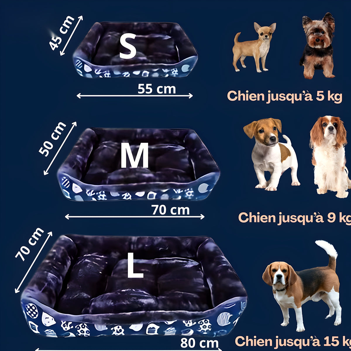 Panier douillet pour chien, 3 tailles