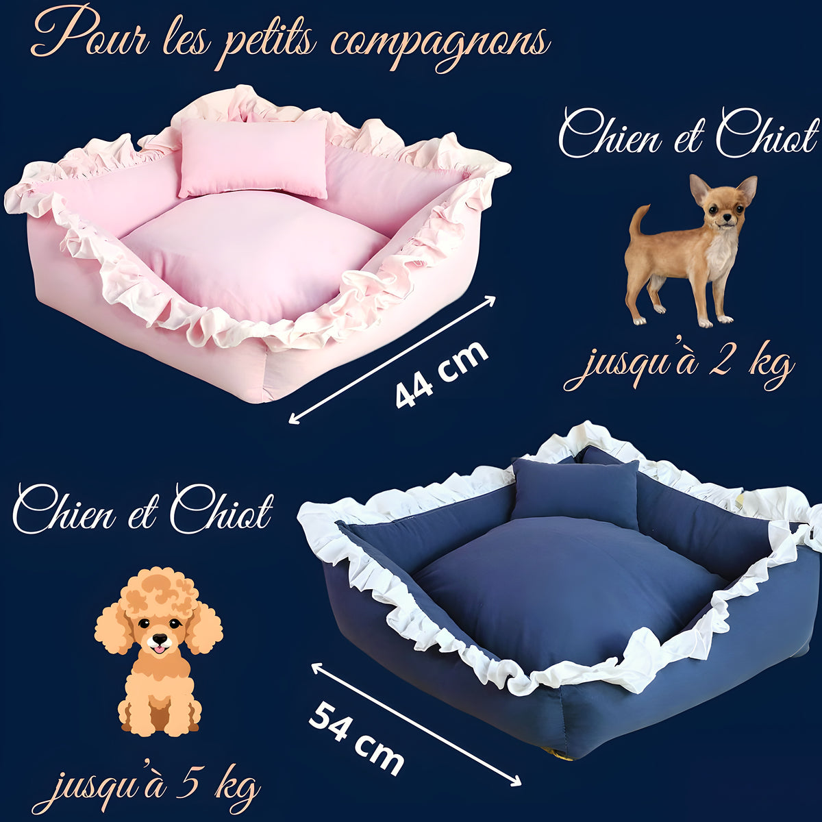 Panier à volants pour petit chien, S ou M
