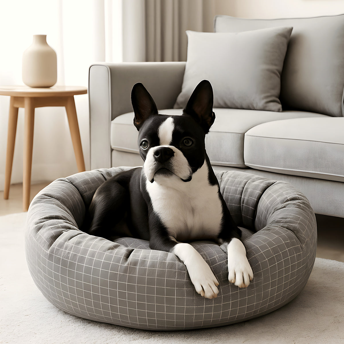 Panier anti-stress à traversins et petit oreiller pour chien