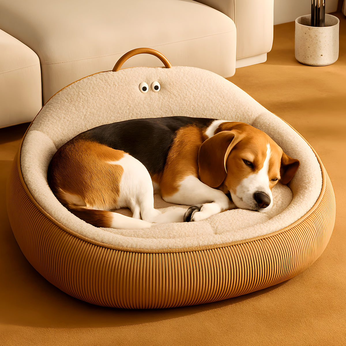 Panier anti-stress imitation peau de mouton pour chien
