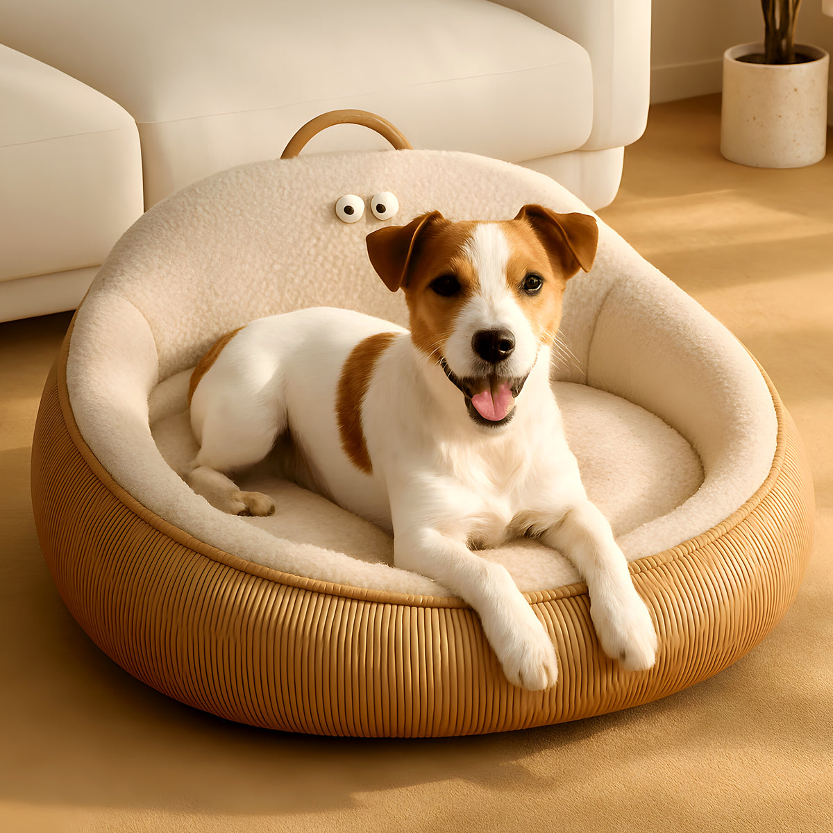 Panier anti-stress imitation peau de mouton pour chien