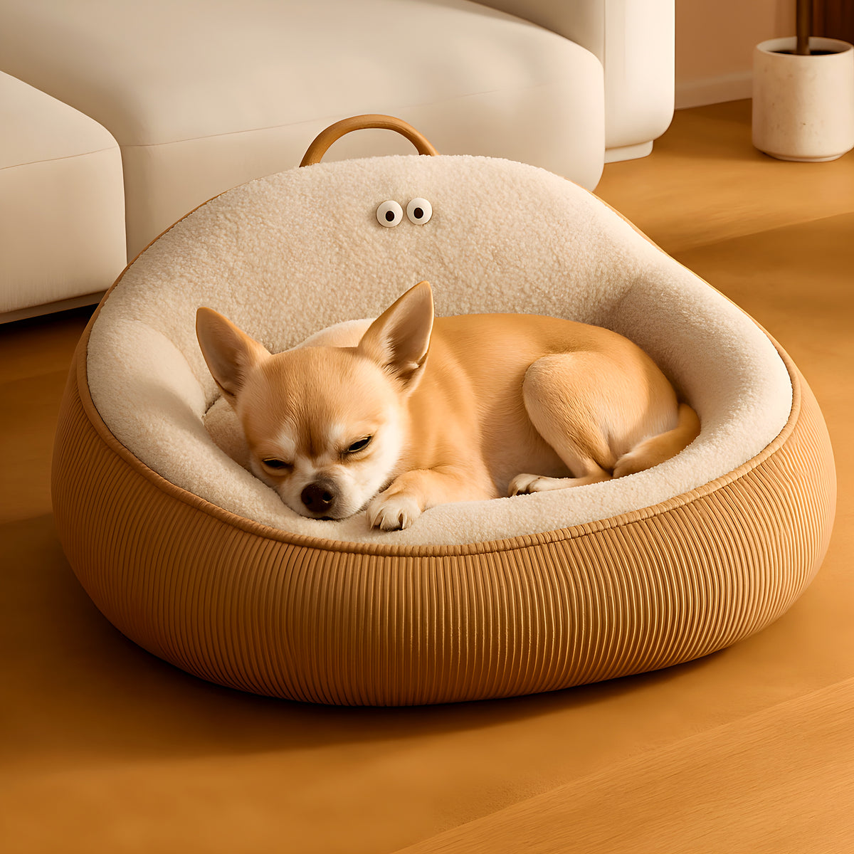 Panier anti-stress imitation peau de mouton pour chien