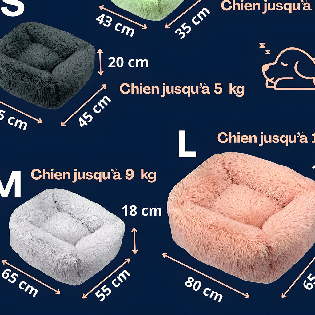 Panier anti-stress pliable en peluche pour chien, XS à L