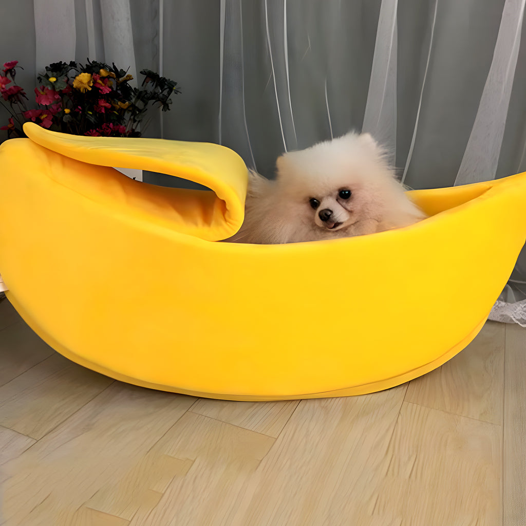 Panier banane en velours pour petit chien