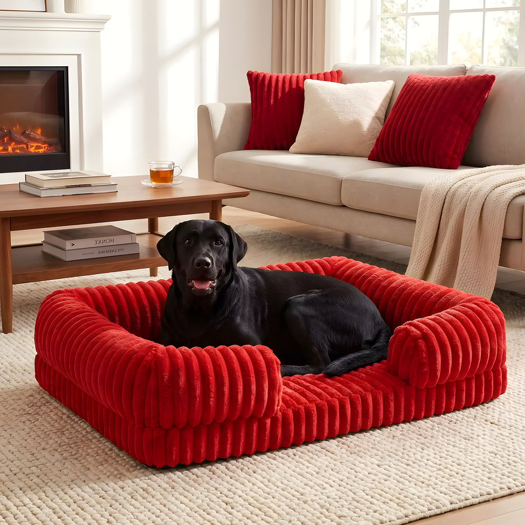 Panier canapé déhoussable en velours côtelé pour chien