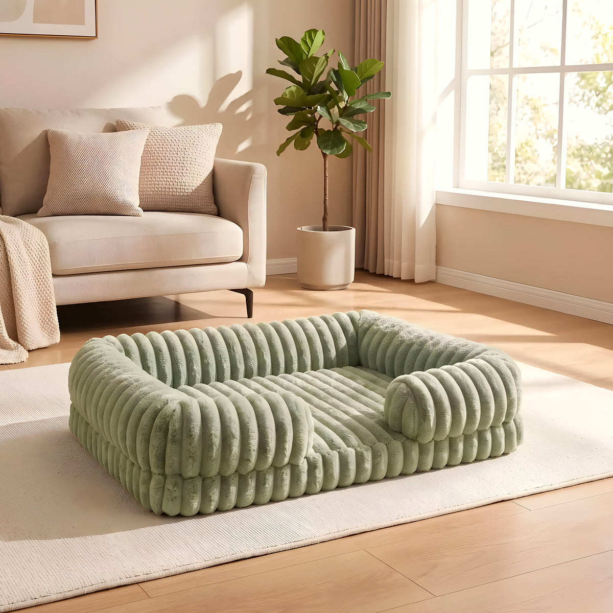Panier canapé déhoussable en velours côtelé pour chien