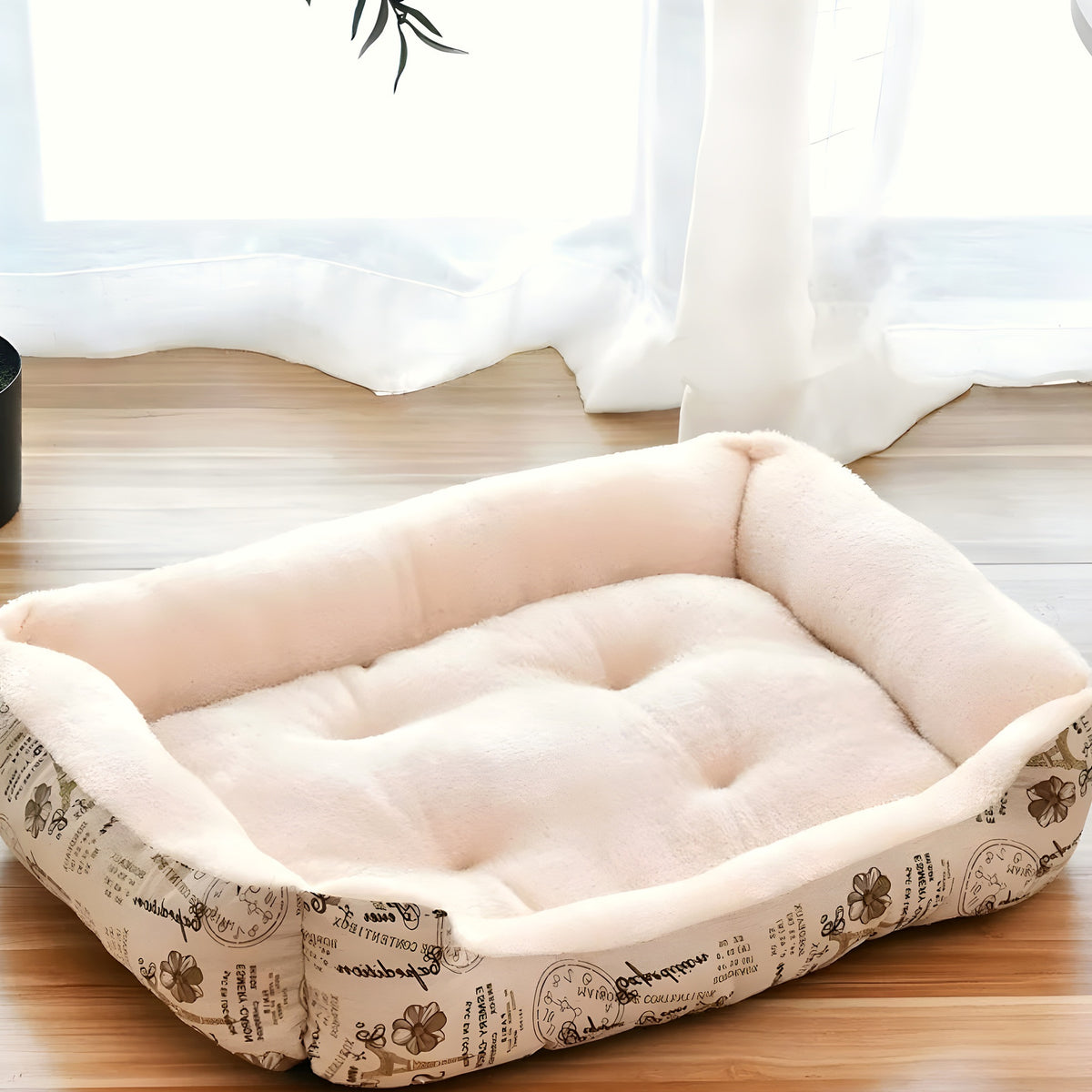 Panier capitonné en coton pour petit chien, S à XL