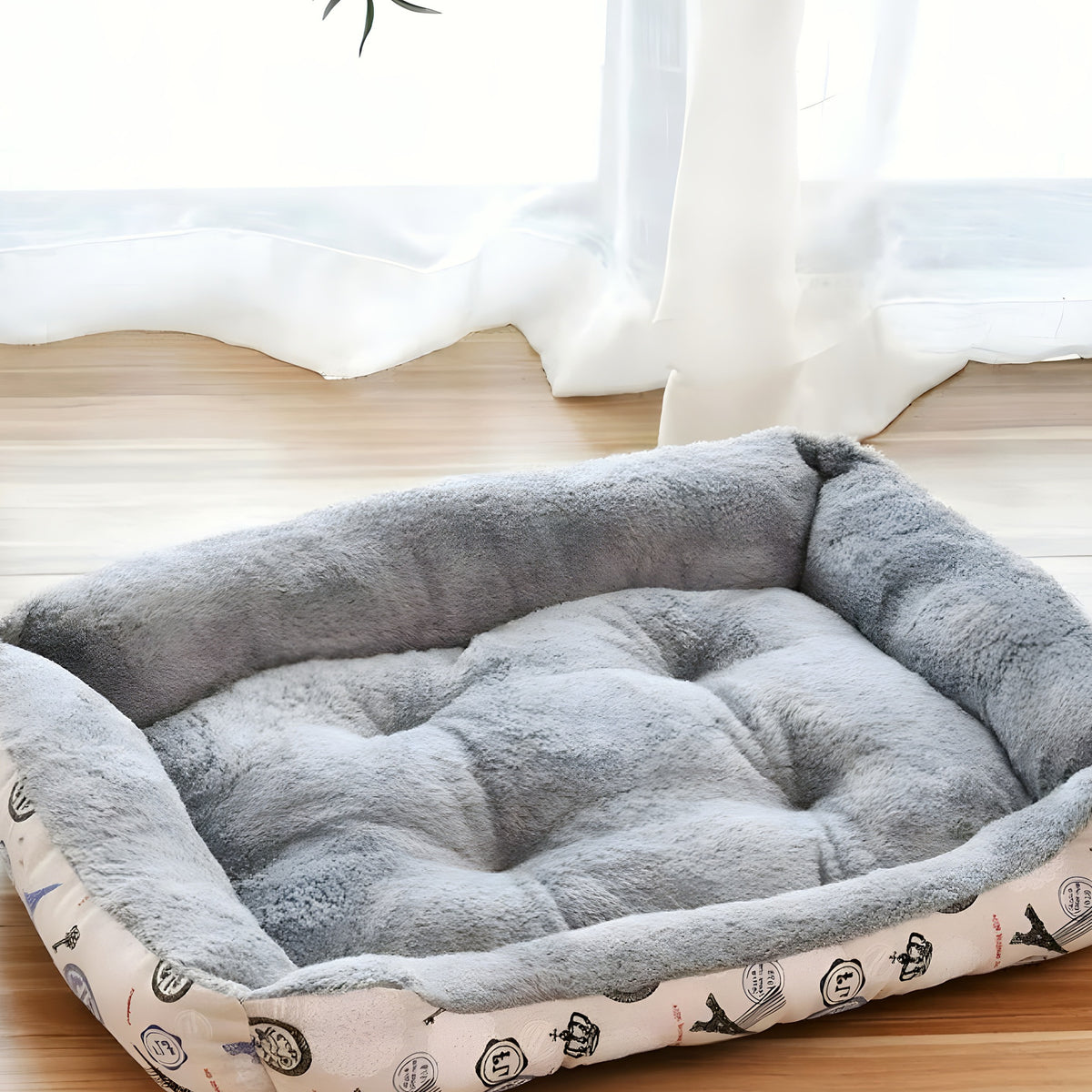 Panier capitonné en coton pour petit chien, S à XL