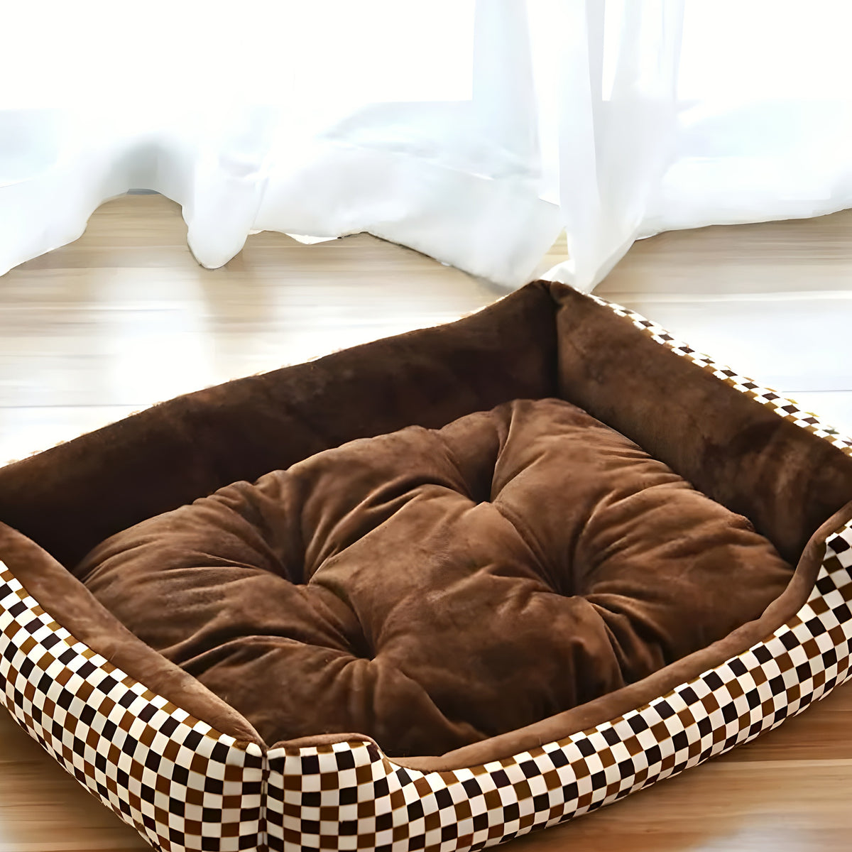 Panier capitonné en coton pour petit chien, S à XL