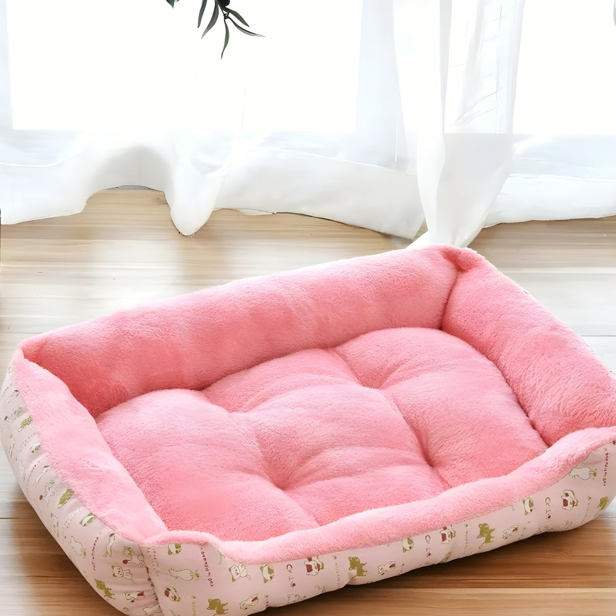 Panier capitonné en coton pour petit chien, S à XL
