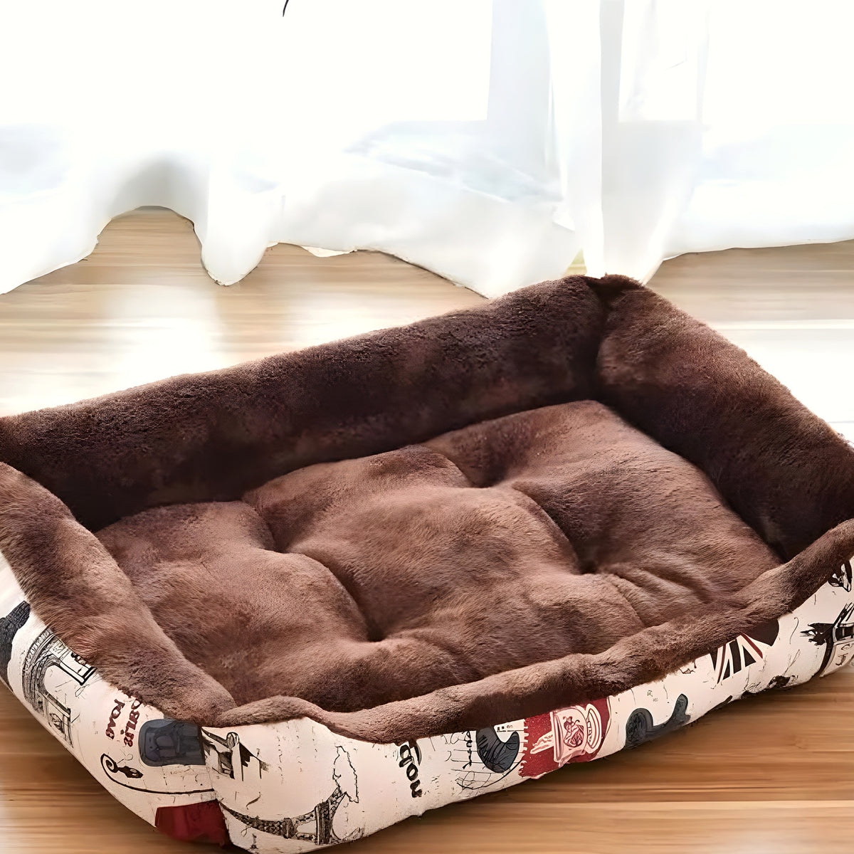 Panier capitonné en coton pour petit chien, S à XL