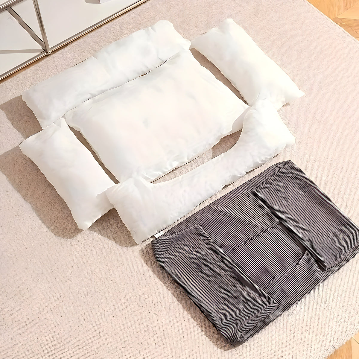Panier confort déhoussable en velours, gris, marron ou vert