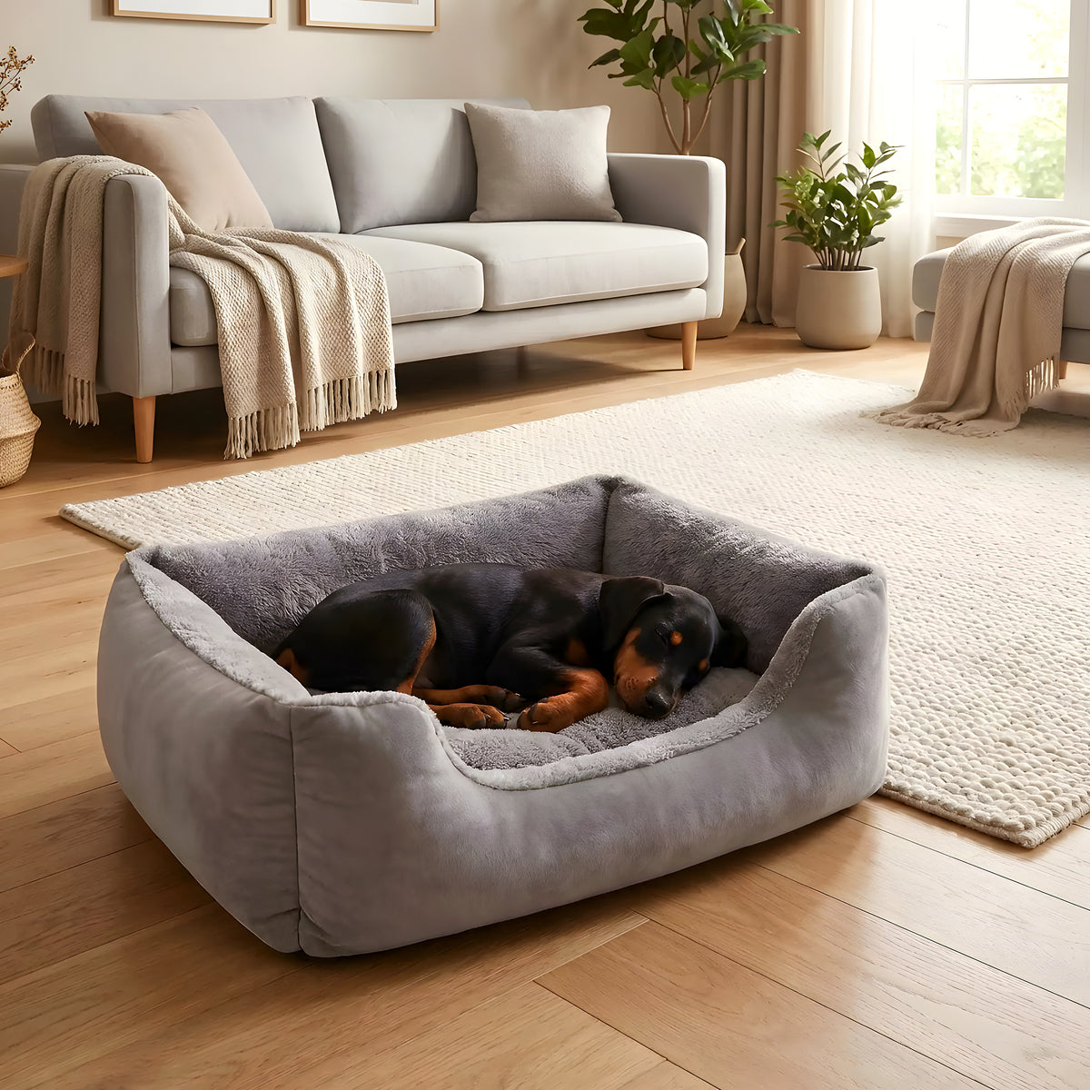 Panier confort en velours pour chiot, 5 tailles