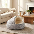 Panier couvert en peluche avec couverture pour petit chien