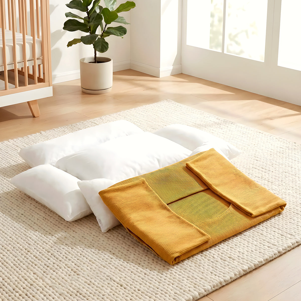Panier déhoussable en velours jaune, orange ou marron