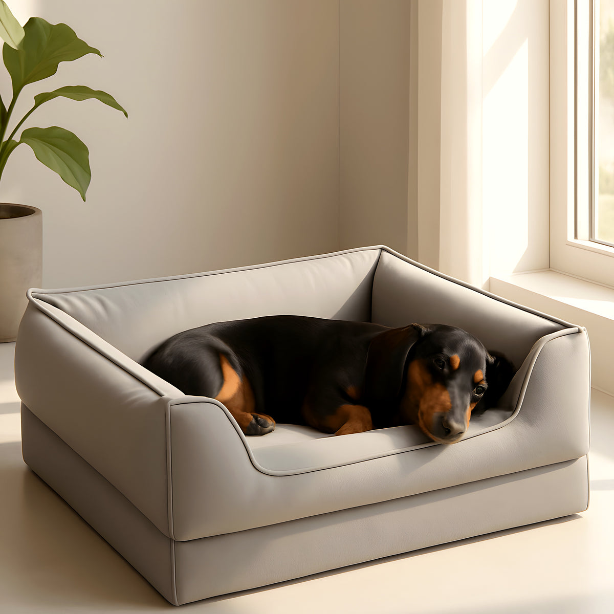 Panier design en cuir PU gris à mémoire de forme