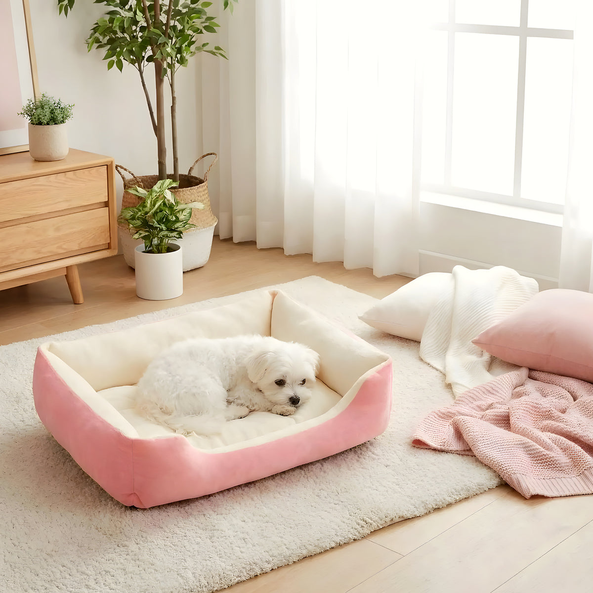 Panier design lavable 100 % coton pour chien, 3 tailles