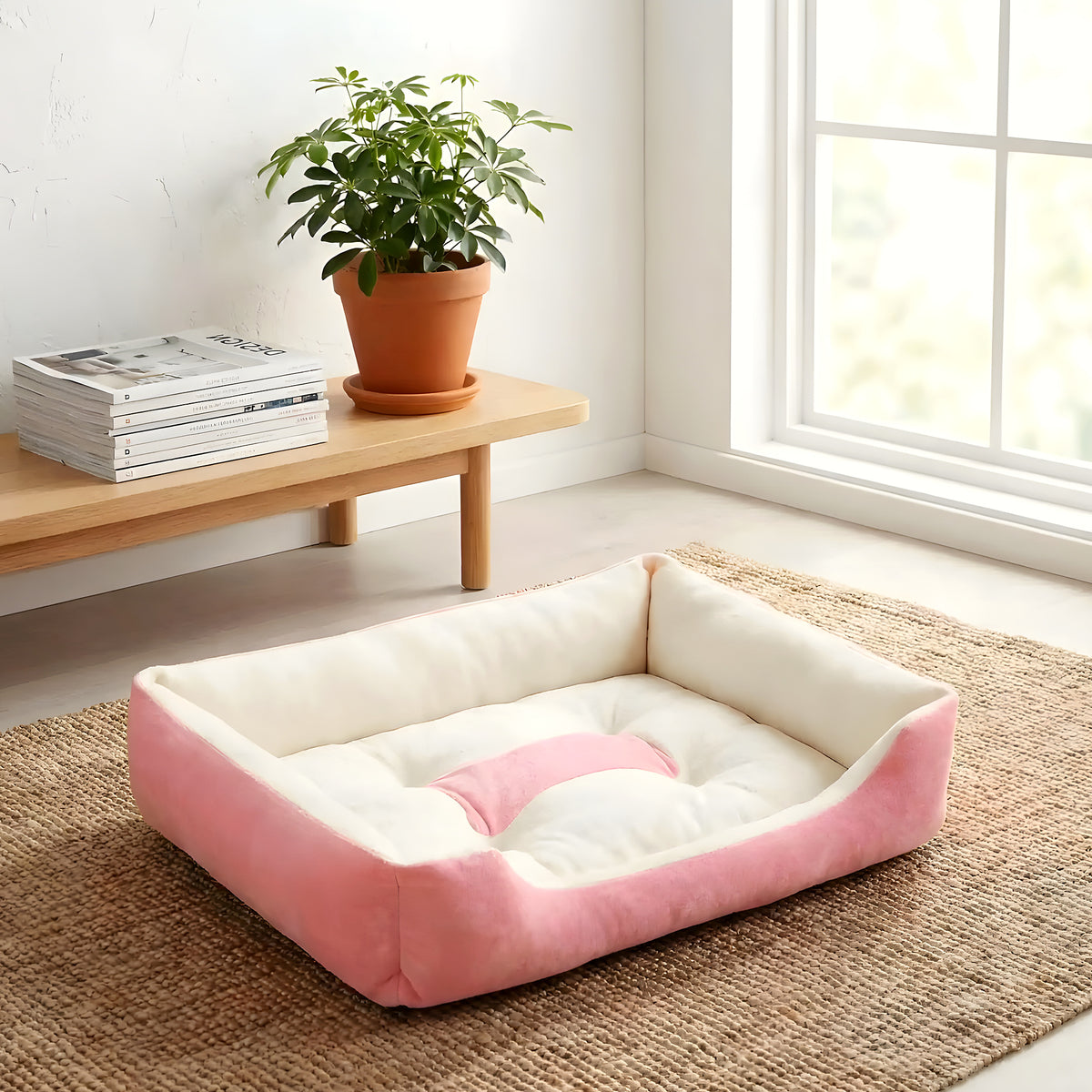 Panier design lavable 100 % coton pour chien, 3 tailles
