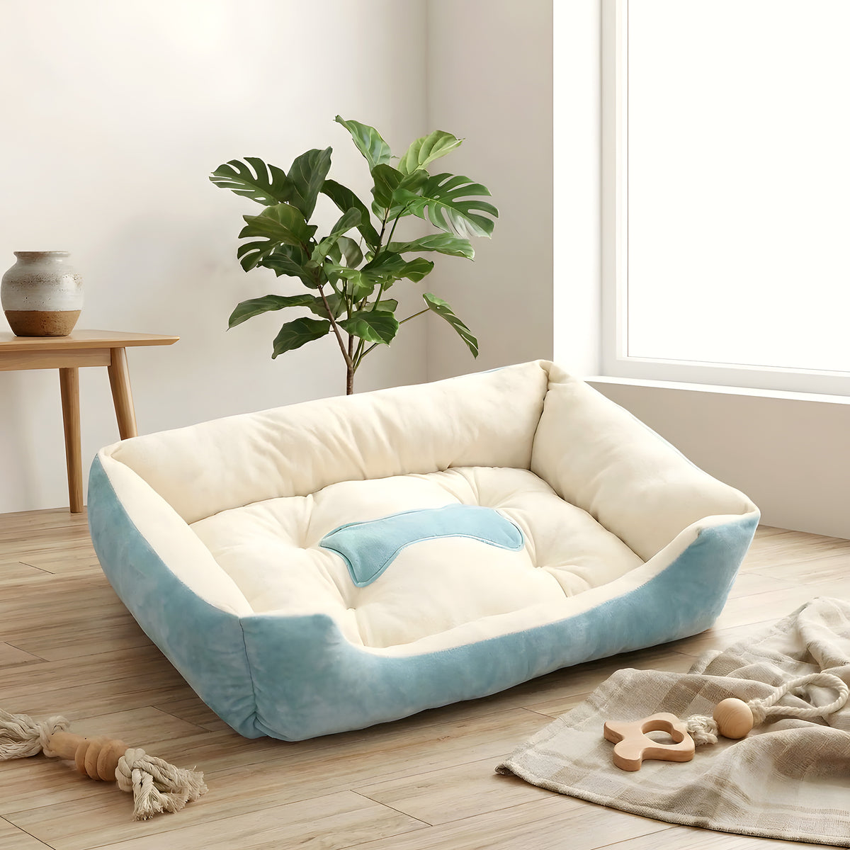 Panier design lavable 100 % coton pour chien, 3 tailles